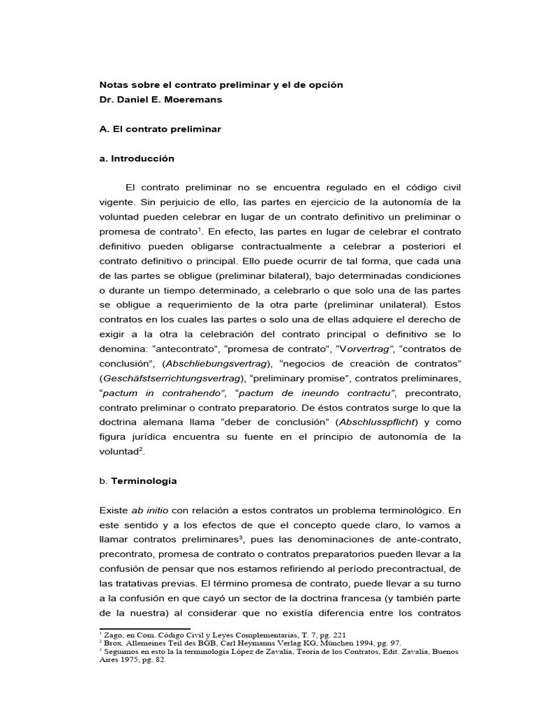 Antes de la Firma del Contrato Preliminar