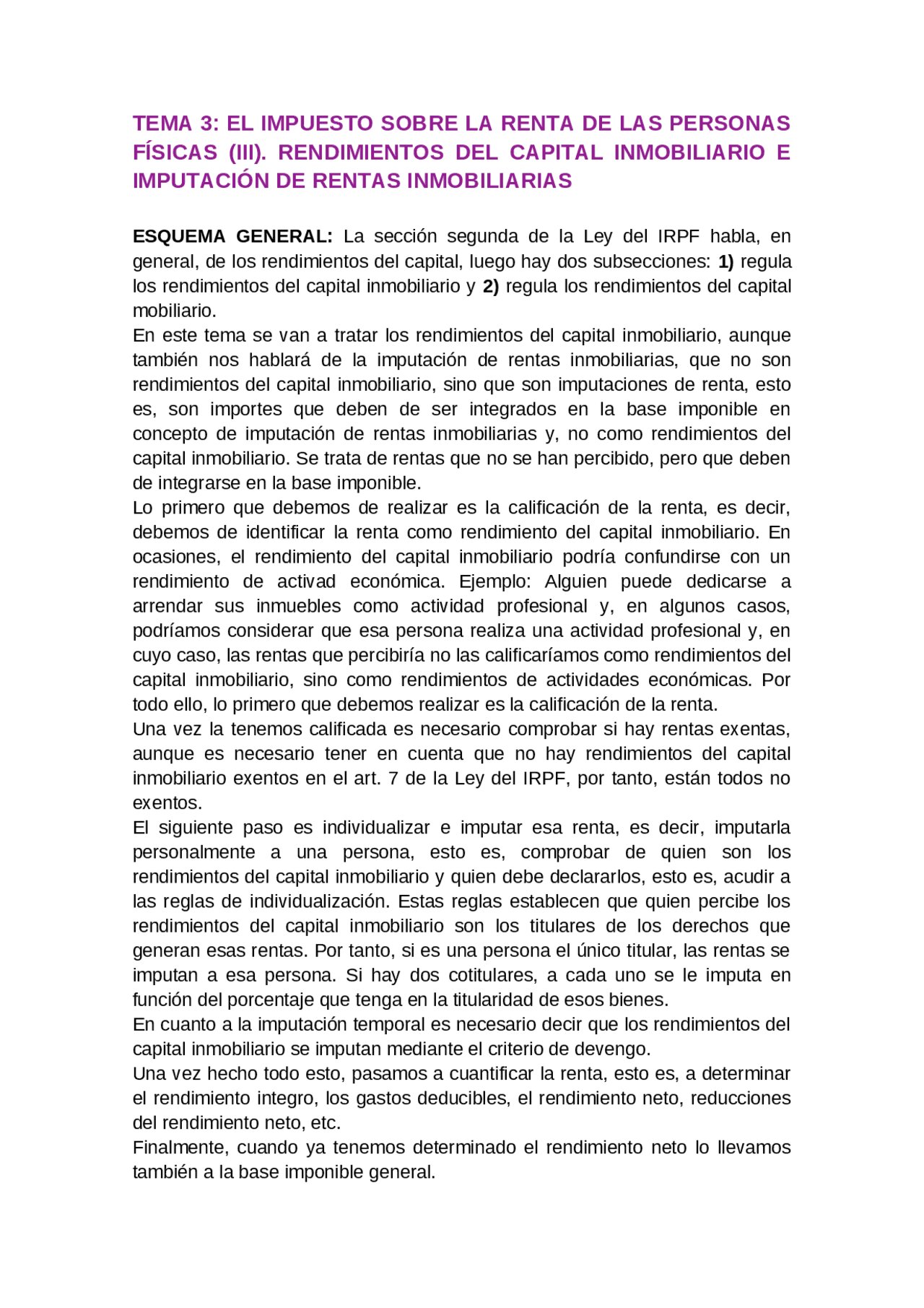 Imputación de Rentas